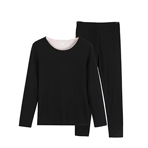 Sous-vêtement thermique femme anti-froid ensemble polyester noir respirant haut bas S701