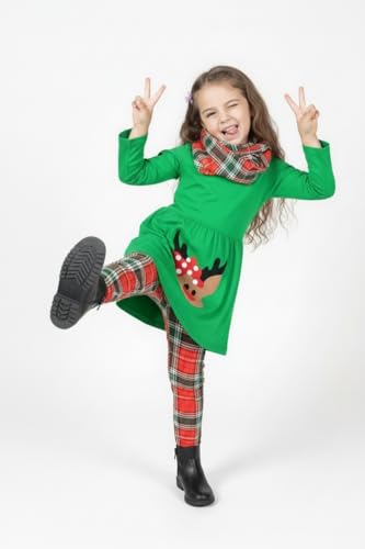 Image of Unique Baby Girls Kids Toddler 3pc Outfit Set Long Sleeve Soft Knit Tunic Top Leggings and Scarf