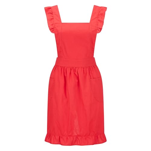 Tablier de costume de soubrette Hyzrz robe vintage dos croisé à volants