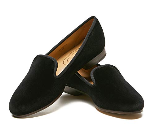 Image of Journey West Women's Velvet Loafer Flat with Embroidery Velvet Slippers