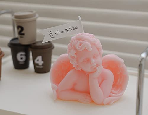 Angel Shaped Scented Candle,150G Aroma Soy Wax Decorative Candle,Handmade Aesthetic Candle For Table Photo Prop Birthday Gift,Prefect For Meditation Stress Relief Mood Boosting Bath Yoga Pink #TOP3