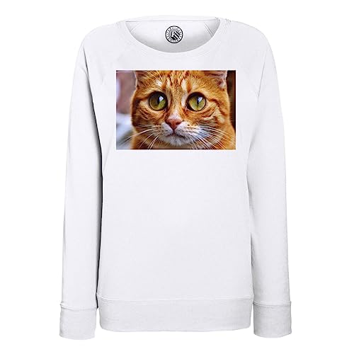 Sweatshirt femme chat botté roux aux grands yeux mignons