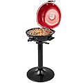 ORALNER Electric Grill Outdoor/Indoor, 15- Serving Electric Barbecue Grill w/Round Lid, Removable Non-Stick Grilling Rack, Oil Drip Tray, 1600W Portable Standing BBQ Grill for Apartment Balcony Patio