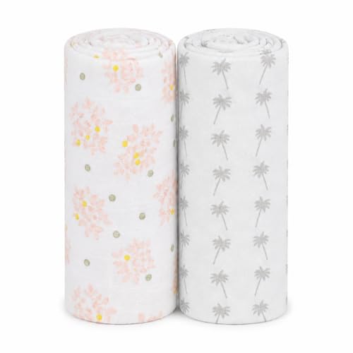 Image of Pure Cotton Muslin Baby Swaddle Blanket for Newborn Baby - Super Soft Wrapper Cloth, Multi-Use Stroller Cover & Gentle on Baby Skin (120 x 120 CM) - Pack of 2 | COCOUNT & Leaf DOT