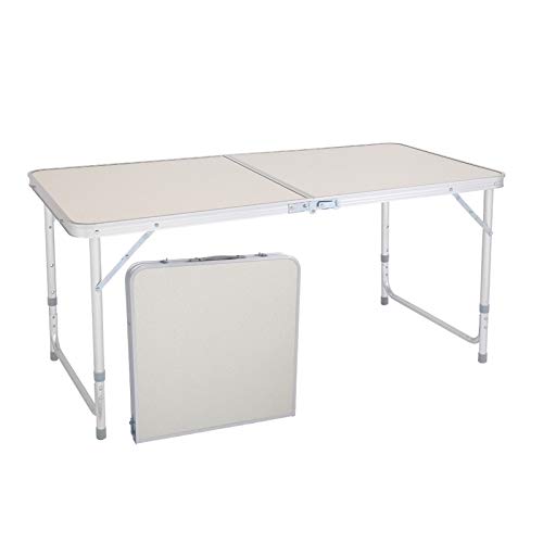 Folding Picnic Table, 4FT Portable Camping Table Adjustable Height Lightweight w/Handle, Lock Roll Up Picnic Table for Outdoor Party Beach Backyard