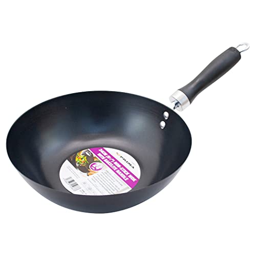 24Cm Non Stick Wok - with Bakelite Handle | Cooking Stir Fry Noodles, Frying Pan | Classic | Cool-Touch, Easy Grip Handle | Professional Chef | Suitable for Home & Kitchen Use