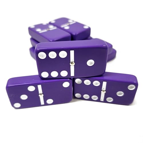 Marion Domino Double 6 Purple Jumbo Tournament Professional Size with Spinners in Elegant Black Velvet Case.