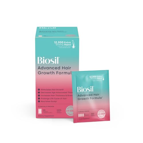 Biosil Advanced Hair Growth Vitamins - 30 Packets (1-Month Supply) - Stimulates Growth, Prevents Hair Loss & Shedding, Increases Thickness & Strength