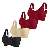ZTFYKLIN Sujetadores Mujer Sujetador para Mujeres Mayores con Cierre Frontal, Transpirable Y Sin Aros, 4 Unidades Espalda Silicona (Q, L) Antiarrugas Barato Tirantes Aros Reductores Punto