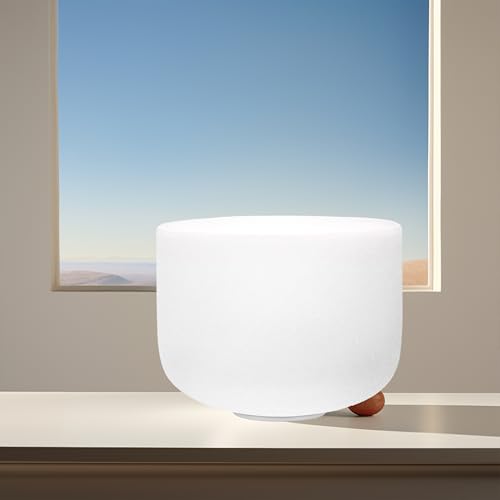 TOPFUND 440Hz C Note Crystal Singing Bowl Root Chakra 10 inch with Suede Mallet