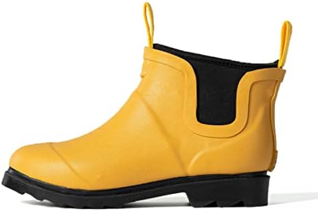 JCRainsoul Short Rain Boots for Women, Waterproof Garden Shoes Chelsea Rainboots for Women, 4mm Neoprene Rain Boots, Work, Anti-slip Garden Shoes (Size 5-10) (A- Yellow & Black, adult, women, numeric_8, numeric, us_footwear_size_system, medium)
