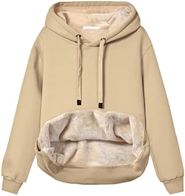 Fenclushy Womens Winter Hoodies Warm Fleece Sherpa Lined Pullover Hooded Sweatshirt(Khaki,M)