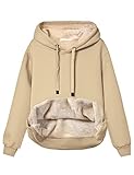Fenclushy Womens Winter Hoodies Warm Fleece Sherpa Lined Pullover Hooded Sweatshirt(Khaki,M)