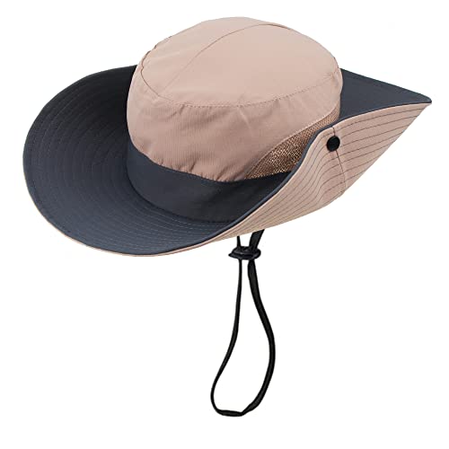 Women's Sun-Hat Uv-Protection-Foldable Mesh Wide-Brim Outdoor Summer Beach Fishing Hat With Ponytail-Hole (One Size, Pink) #TOP6