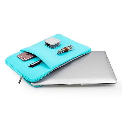 Rainyear Laptop Sleeve Case Compatible With 13.3 Inch Notebook Computer Chromebook 2021 2022 New 14" Macbook Pro M1 A2442 Cover Soft Bag With Front Pocket & Accessories Pouch(Blue,Upgraded Version) #TOP4