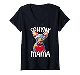 donna sphynx cat lovers mom heart pop art - sphynx, gatto e mamma maglietta con collo a v