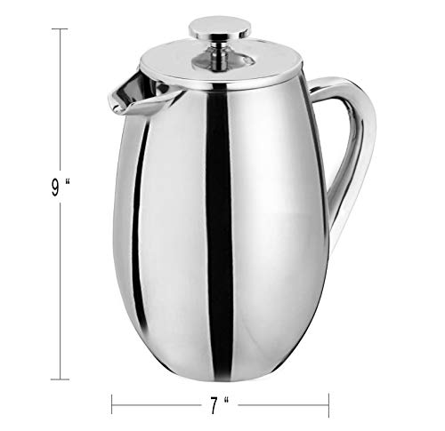 Cuisinox French Press, 1 Quart, Silver #TOP4