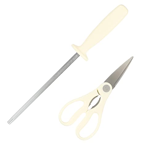 Oster Evansville 14 Piece Cutlery Knife Block Set, Stainless Steel W/Linen White Handles #TOP5