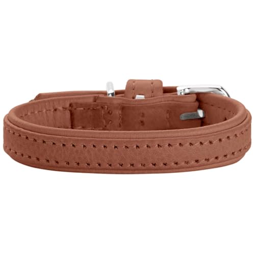 Hunter Hundehalsband SOHO MINI, Farbe: Cognac, Rindsleder, weich & geschmeidig, fellschonend, leicht, für kleine Hunde & Welpen, Made in Germany, Größe: 27