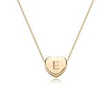 Tiny Gold Initial Heart Necklace-14K Gold Filled Handmade Dainty Personalized Letter Heart Choker Ne