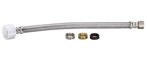 Fluidmaster B4T09U Universal Toilet Connector With Size Adaptors, Braided Stainless Steel - 3/8 Compression, 7/16 Compression, 1/2 Compression Or 1/2 F.i.p. Thread X 1/2 Female Ballcock Thread, 9-Inch Length #TOP1
