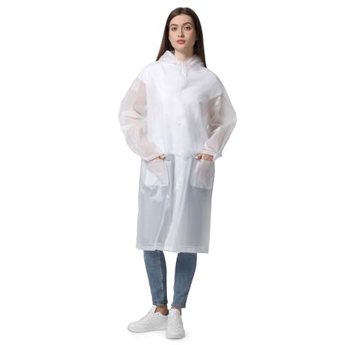 Opret Regenponcho Herren Damen, Wasserdicht EVA Regencape Regenschutz, Wiederverwendbar Leichter Poncho Regen Faltbare Regenmantel mit Reflektorstreifen und Tasche für Freien...
