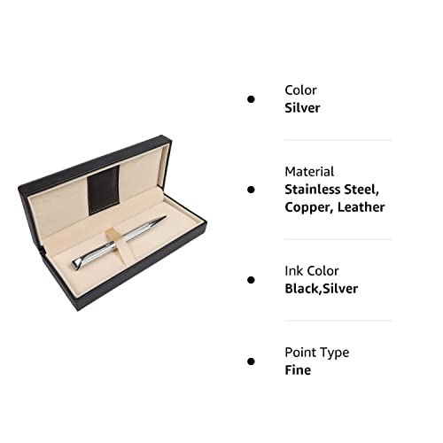 Penneed Ballpoint Pen For Men Women Executive Home Office Use, With Gift Box Refillable 1.0Mm Black Ink B5(Elegant Silver) #TOP7