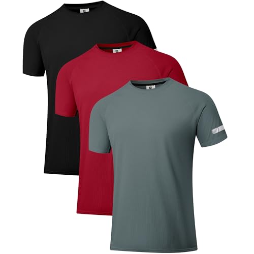 La mejor comparación de Ropa de Balonmano americano del mes. 44 Holure 3 Juegos de Sudaderas de Entrenamiento Masculino UPF 40+ Sudaderas Deportivas Camisetas de absorción de Humedad de Fitness seco Camisas Deportivas de Manga Corta Negro/Gris...
