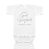 Xheanxu Pregnancy Announcement Onesie Bodysuit, Baby Reveal Vest First Great Grandchild Coming Soon, Newborn Announcement Short Sleeved, Baby Cloth Gifts Ideas For Dad Or Grandparents - Image 1