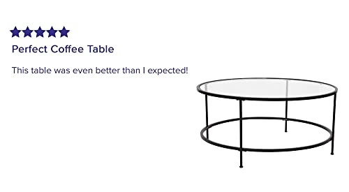 Flash Furniture Astoria Collection Round Coffee Table - Modern Clear Glass Coffee Table - Matte Gold Frame #TOP3