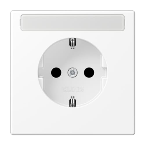Prise avec inscr/protecteur LS blanc mat JUNG LS1520KINAWWM