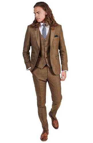 Costume 3 pièces en tweed pour homme avec veste gilet et pantalon de costume slim