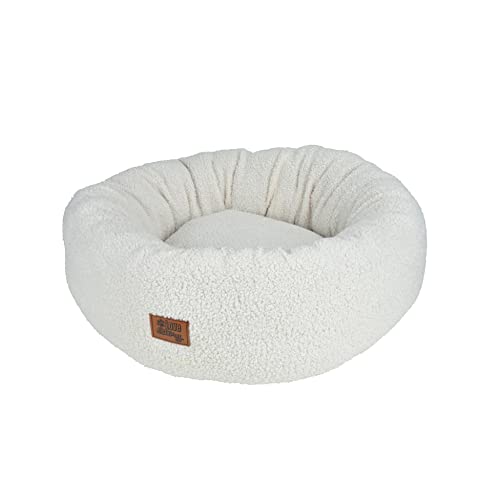LOVE STORY Wooly Kissen, rund, Donut, Wolle, lockig, Polyester, D55 x H20 cm, Ecru
