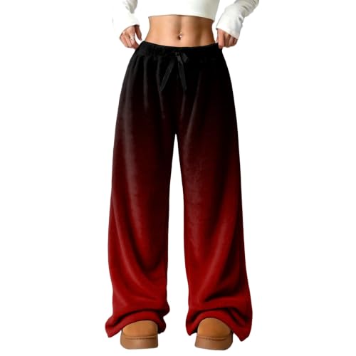 Womens Flannel Pajama Pants Wide Leg Loose Ombre Flannel Cute Lounge Pants - image 2