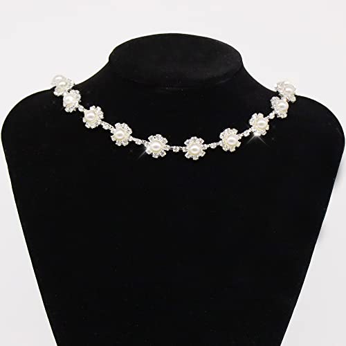 Jegoyer 1 Yard Rhinestone Pearl Trim, Beaded Crystal Close Chain Applique, Sewing Crafts Diy Jewelry Rhinestone Strips For Wedding Party Decorations #TOP4