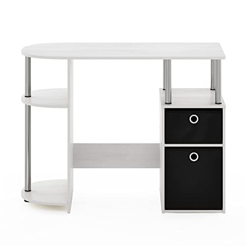 Furinno Jaya Simplistic Computer Study Desk, White Oak/Chrome/Black - image 5