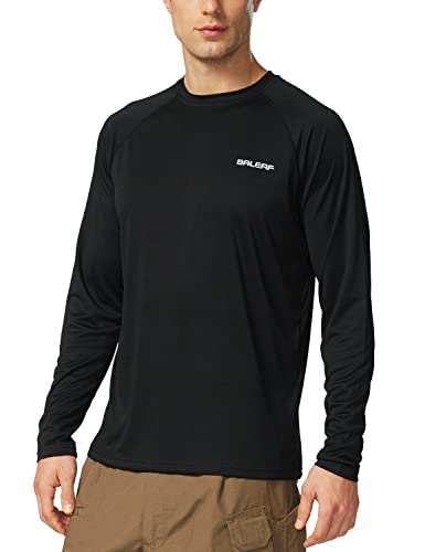 BALEAF Men s Long Sleeve Shirts Lightweight UPF 50+ Sun Protection SPF T-Shirts Fishing Hiking Running Black Size M