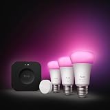 Philips Hue Kit de démarrage avec Bridge Pro + Smart Button + 3 Ampoule connectée A60 E27, White and Color Ambiance, Ampoule compatible Apple Home, Alexa, Google, Samsung SmartThings - 3