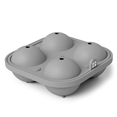 glacio Large Ice Sphere Mold Tray - Whiskey Ice Sphere Maker - Makes 2.5 Inch Ice Balls (Gray)