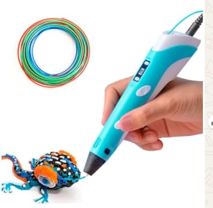 Caneta 3D Impressora Manual Carregamento USB Bivolt Com Refil Filamento (Azul)