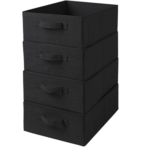 AYVANBER Decorative Storage Boxes for Organizing Clothes in a Dresser Collapsible Fabric Storage Bins Organizer Set with Handles for Bedding Clothes Toys Socks and More (Black) by AYVANBER - Used condition - US$18.39
