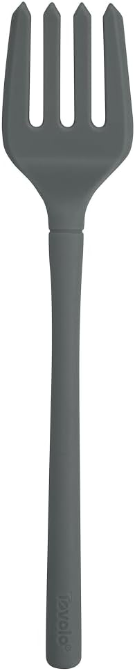 Tovolo Flex Core Silicone Fork Charcoal Gray Large Cooking Fork for Spaghetti Twirling Mixing Shredding, Heat Resistant Silicone Fork Kitchen Utensil, BPA Free Spaghetti Twirling and Cooking Fork