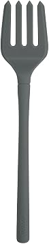 Tovolo Flex Core Silicone Fork Charcoal Gray Large Cooking Fork for Spaghetti Twirling Mixing Shredding, Heat Resistant Silicone Fork Kitchen Utensil, BPA Free Spaghetti Twirling and Cooking Fork