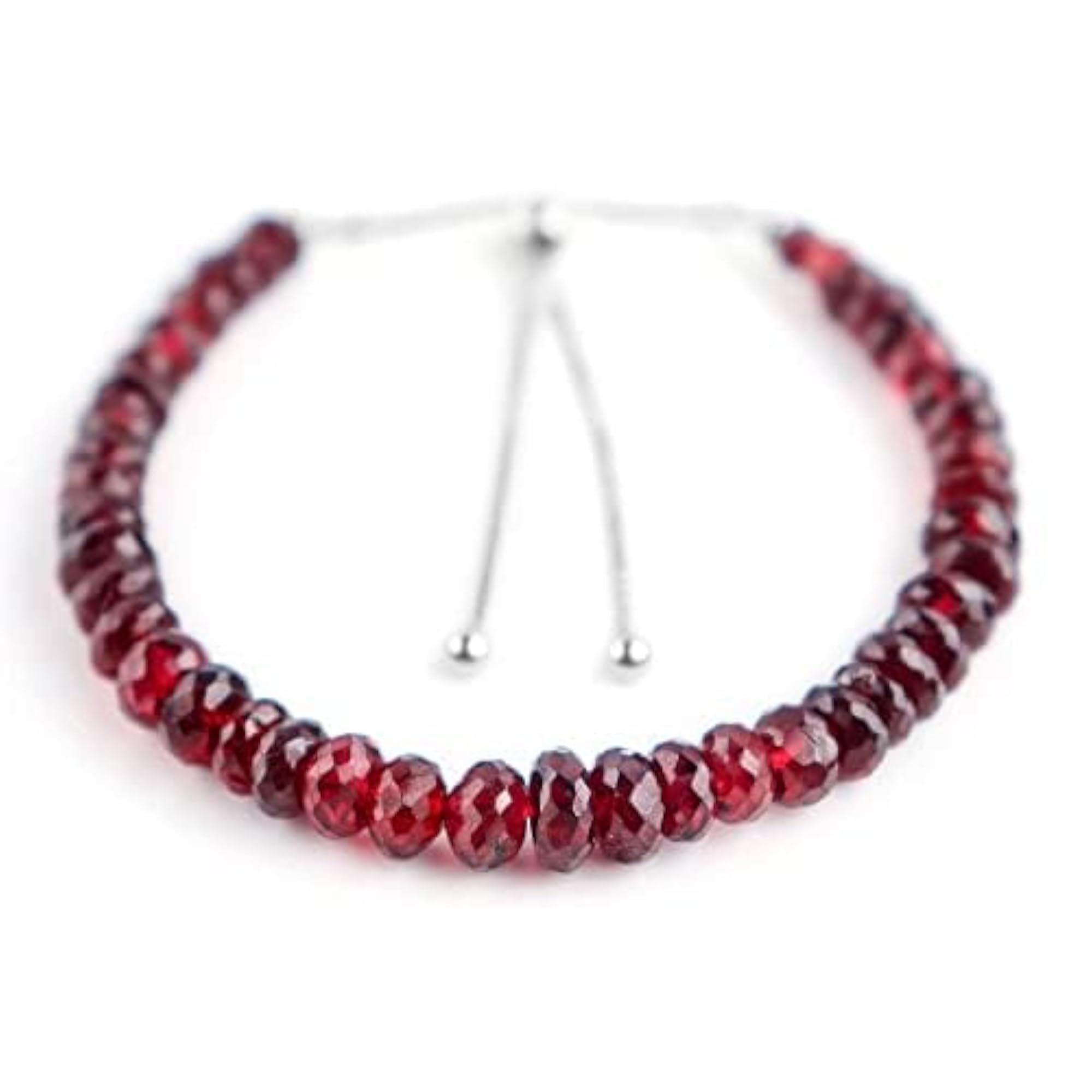 Natural Garnet 4-6mm Rondelle Faceted Cut Gemstone Beads Bracelet