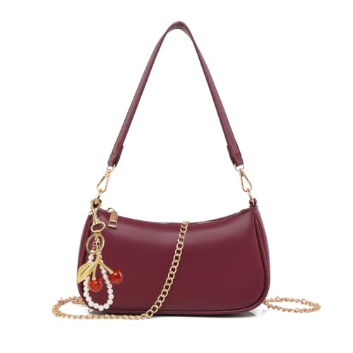 Image of Small Shoulder Bag for Women Mini Purse Retro Vegan Leather Hobo Purses Clutch Tote HandBags with Zipper Closure