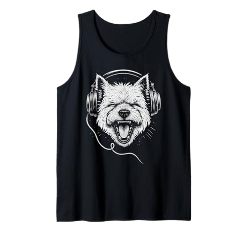 West Highland White Terrier mit Kopfhörern DJ Music Dog Tank Top