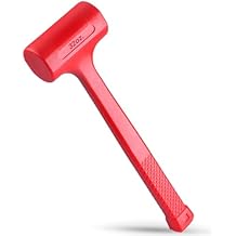 2-LB 32-OZ Premium Dead Blow Hammer and Unicast Mallet, Neon Red Color | Durable Unibody Molded Construction, Checkered Grip | Rebound and Spark Resistant, Non-Marring and Non-Sparking Design