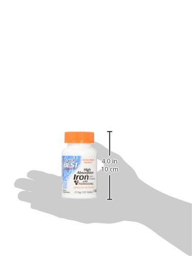 Doctor's Best High Absorption Iron With Ferrochel, Gentle On The Stomach, Immune Health, Blood Health, 27 Mg #TOP6