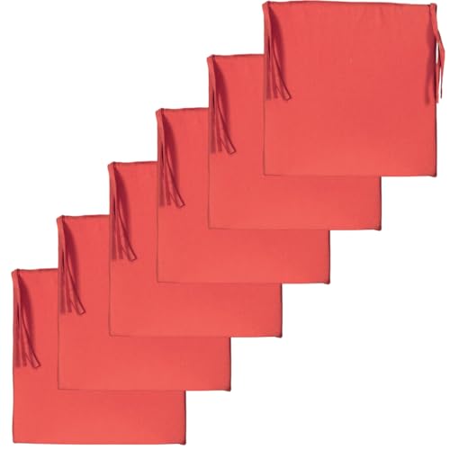 Atout Ciel Lot de 6 Galettes de Chaise Unies carrées 40x40cm, Terracotta