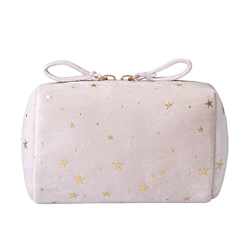JINGYAN Bolsas de Aseo Organizador de la Bolsa Maquillaje Bolsa lápiz Labial Suave Mujeres Belleza Beauty Beaut Up Bouch Boletía Cosmética Portable(White)